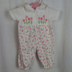 First Wish one-piece romper 6M Pink green white